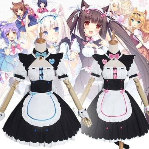 2020 Chocola NEKOPARA Cosplay Suits Vanilla Maid Dress Costume Cat Neko Girl NEKOPARAA Cos Sets Women Play Game Skirts
