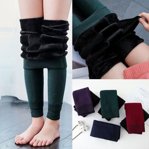 New 2019 Winter Fur Girls Leggings Children Clothing Pants Cotton Velvet Elastic Waist Warm Legging 3-13 Years Old Girl Trousers