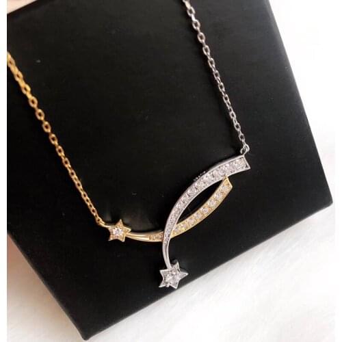 Hot Brand Pure 925 Sterling Silver Jewelry For Moon Star Pendant Wedding Silver Jewelry Happy Pendant Rose Gold Silver Necklace