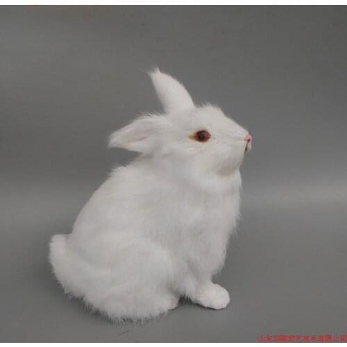 Cute simulation rabbit toy polyethylene & furs white sitting rabbit model gift about 22x20CM 248