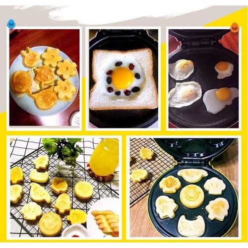 Multifunctional Electric Waffle Maker Machine 220V Cute Cartoon Shape Waffle Breakfast Baker Removable Baking Plate EU/AU/UK