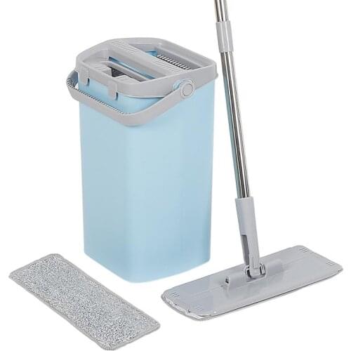 Hand Free Flat Floor Mop And Bucket Set Professional Home Floor Cleaning System With Microfiber Pads Mop HWC