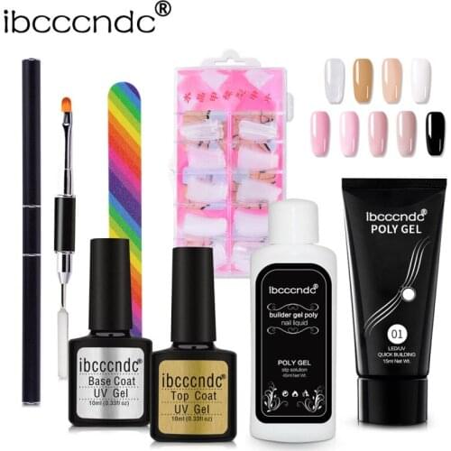 7pcs/Lot 15ml Poly Nail Gel Kit Quick Nail Extension Builder Gel Uv Led Gel Polish Nail Art Tool S Base And Top Coat Nail Liquid