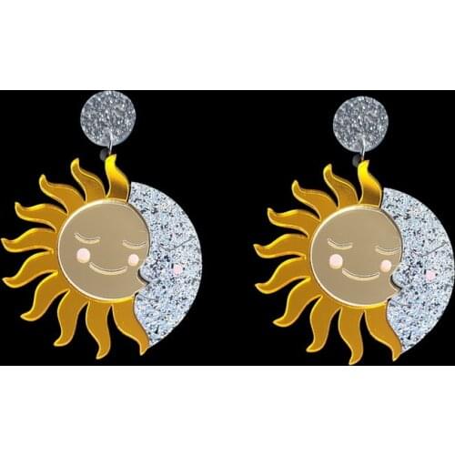 New Creative Sun Moon God Glitter Cloud acrylic Earrings for women