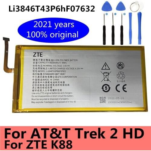 100% New High Quality Original 3.8V 4620mAh Li3846T43P6hF07632 For AT&T Trek 2 HD For ZTE K88 Battery