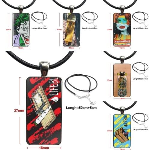 No Hate Pure Skate Skateboard Steel Color Glass Cabochon With Rectangle Shaped Pendant Choker Necklace For Unisex