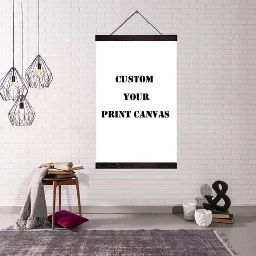 Custom Print Canvas Art Hanging Wall Art Poster Modern Solid Wood Cotton String Hanging Shaft Scroll Painting Drop shipping