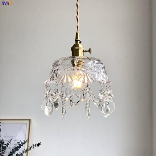 Luxury Crystal LED Pendant Light With Switch Copper Nordic Modern Pendant Lamp For Bar Cafe Bedroom Decor Luminaire Suspendu