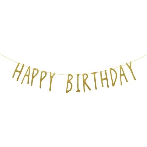 Gold Glitter Happy Birthday Letter Banner Birthday Party Bunting Flag Decoration Wall Hanging Birthday Banner Baby Shower Supply