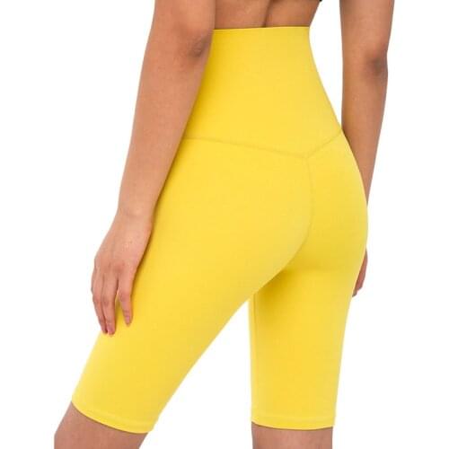 Color Training Sport Long Shorts Women Stretchy High Waist Fitness Yoga Shorts Nylon Plain Workout Running Short