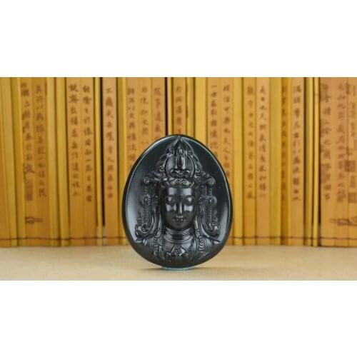 Xinjiang Hetian jade jade fine material Guanyin head tag Buddha Guangpu official official plus official pendant hp308