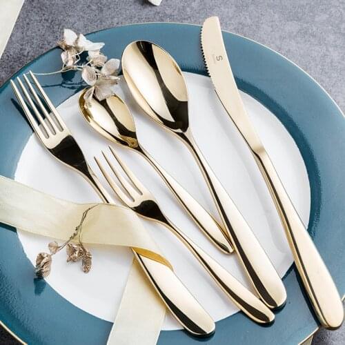 Western Luxury Restaurant Flatware Good Mirror Plishing 5pieces Knife Fork Tablespoon Teaspoon 1810 Stainless Steel Tableware