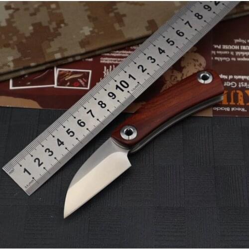 Tactical Yellow rosewood handle razor Knife D2 steel blade Folding Knife hunting outdoor survival utility pocket Knives EDC tool