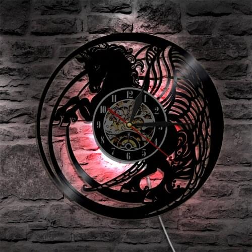 Magical Unicorn LED Wall Lighting Color Change Vinyl Record Wall Clock Girl Room Unicorn Nursery Decor Night Lamp