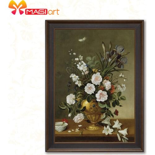 Cross stitch kits Embroidery needlework sets 11CT water soluble canvas patterns 14CT Floral style Blooming lily-NCMF255