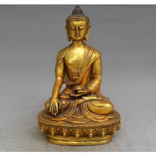 WU CHEN LONG Tibetan Buddhis Shakyamuni Bronze Tibetan Buddha Statue Metal Handicraft Home Desktop Decoration R1527