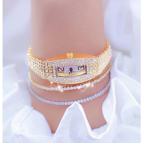 Reloj Mujer 2021 New Women Watches Luxury Golden Silver Full Crystal Diamond Watch For Women Fashion Small Dial Relogio Feminino