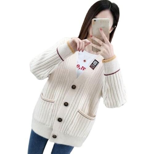 Knitted Cardigan Coat Sweater Womens Loose Top 2020 Plus Size Cardigans Sweater Button Up