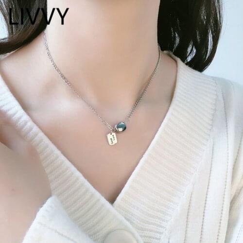 LIVVY Silver Color Good Luck Necklace For Women Unique Design Handmade Fashion Jewelry Gift Round Necklace