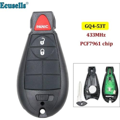 2+1/3 buttons Remote Key Fob for Dodge RAM 1500 2500 3500 2013 2014 2015 2016 2017 2018 GQ4-53T 433mhz with PCF7961A chip uncut