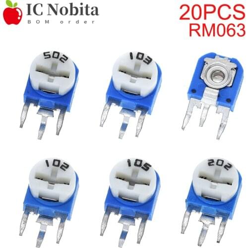 20PCS Trimmer Potentiometer Adjustable Resistor RM063 100R 200R 500R 1K 2K 5K 10K 20K 50K 100K 200K 500K 1M Variable Resistor