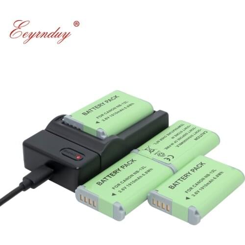 4-Pack) Rechargeable Battery NB-12L+ Charger For Canon G1X MARK II MINI X N100 digital camera