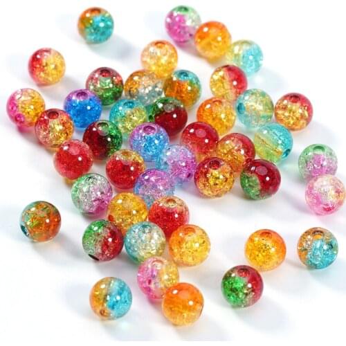 50pcs 8/10/12mm Loose Beads Double Colored Cracked Beads Spacer Beads Crystal Beads For Jewelry Making Glass Beads Wholesale