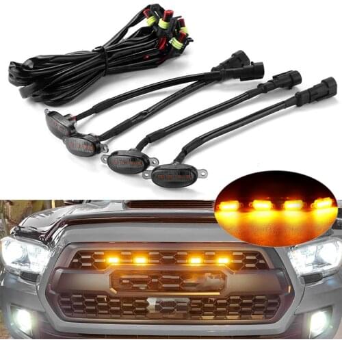 Front Grille Lighting Smoked Lens Work Light 2500K Amber Light 2 Metrs Wire Harness Kit For Front Grille Fit Car Truck