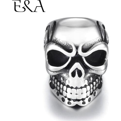 Stainless Steel Beads Skull Spacer Metal Large Hole 8mm Charm Slider DIY Men Bracelet Making Supplies Handmade Jewelry Findings