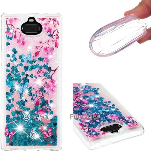 Case For Sony Xperia 10 Xperia XA3 Liquid Glitter Quicksand Glitter Clear For Sony Xperia10 XA3 Cover Floating Sparkle Flowing