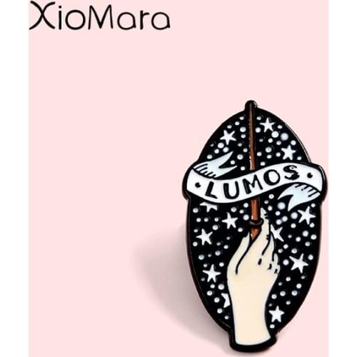 Magic Wand Enamel Pin Magical School Spells Movie Starry Jewelry Badge Wizard Enamel Brooch Lapel pins For Kids Friends Gifts