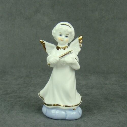 Porcelain Conductor Angel Sculpture Religious Ceramics Carol Baby Statue Decor Gift and Craft Ornament Accessories Furnishing