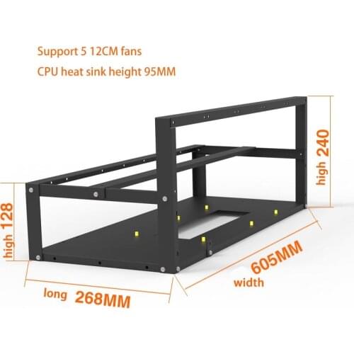 FedEx free shipping 2PCS Air Miner Mining Frame Rig Case.Ethereum ETH BTC Holder Open 6-8 Graphics Card Bracket Rack Black Steel