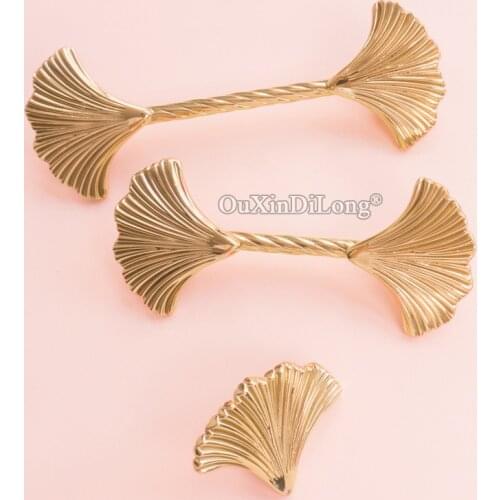 Brand New 2PCS Pure Brass Fan-shaped Furniture Handles Drawer Pulls Cupboard Wardrobe Kitchen Shoe TV Wine Cabinet Pulls Knobs