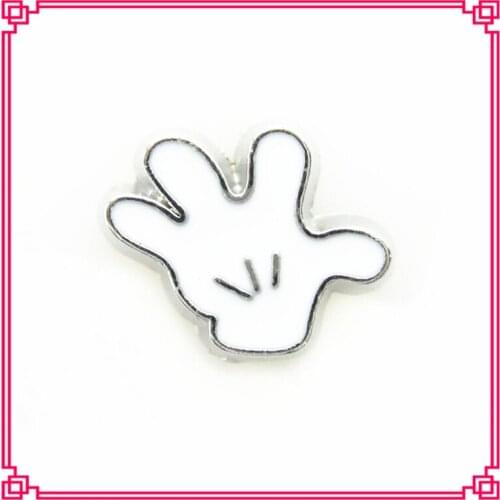 Hot Selling 20pcs mickeys hand Floating Charms Living Glass Memory Floating Locket Pendant Charm DIY Jewelry