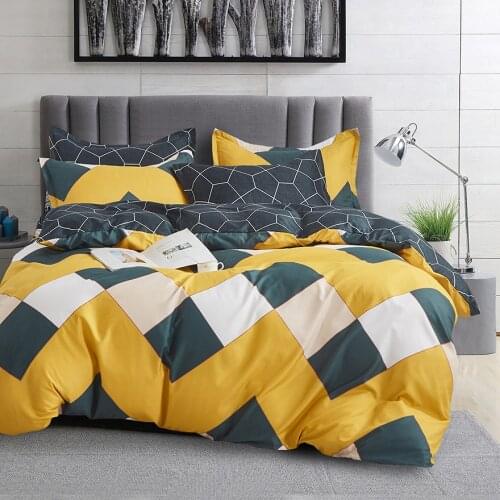 Classic Checkered Duvet Cover Queen 220x240 150x200 Yellow Blue Bed Linen 2 People Double Quilt Cover 2/3Pcs Luxury Bedding Set