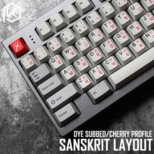 Kprepublic 139 Sanskrit root font language letter Cherry profile Dye Sub Keycap PBT for gh60 xd60 xd84 cospad tada68 87 104