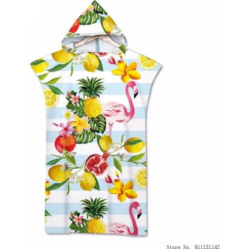 Colorful Flamingo Double-sided Digital Print Headded Beach Towel Adult Soft Microfiber Swimming Bath Supplies