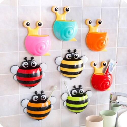 Creative Cartoon Bees Snails Toothbrush Toothpaste Holder Wall Sucker Suction Hook Tooth Brush Holder For Home Bathroom Storage