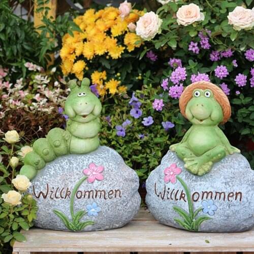 Resin Little Hat Frog Garden Decoration Outdoor Animal Sculptures Pastoral Ornament