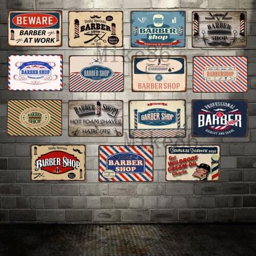 [ Mike Decor ] Barber Shop Metal Sign Retro Craft Irregular wall Painting Store Room decoration FG-135