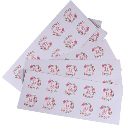 500 Pcs/lot Lovely Thank you floral hoop sealing sticker floral hoop Sticker Adhesive Sticker For Hand Made Gift