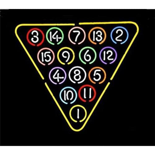 Billiards Playing Custom Handmade Real Glass Tube Shop Billiard Ball Game Room Advertise Decoration Display Neon Sign 24“X24"