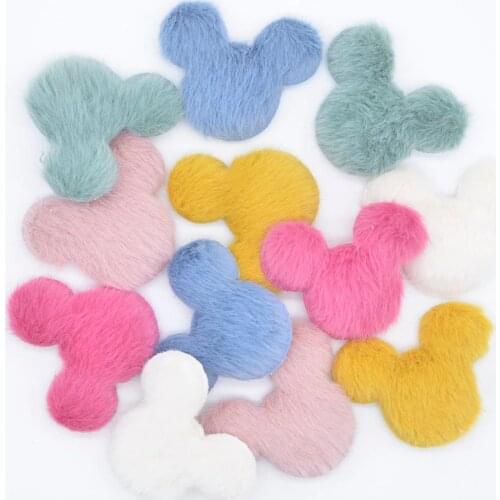 Wholesale 60Pcs Soft Plush Mink Hair Mouse Head Applique for DIY Clothes Hat Shoes Sewing Patches Hairpin Band Bow Decor L58