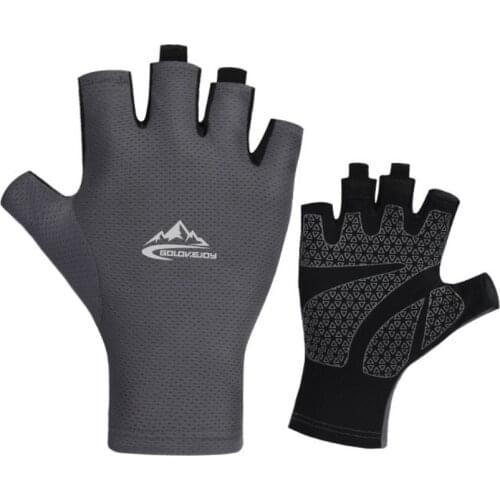 Men Half Finger Gloves Sunscreen Gloves Anti-ultraviolet Ice Silk non-slip Fishing Mittens Summer Outdoor Cycling Driving 1pc