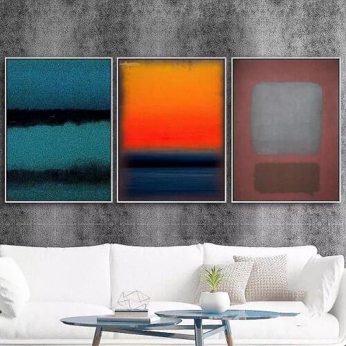Mark Rothko Poster Classic Abstract Works Orange Red Yellow Canvas Painting Wall Art Picture for Aesthetic Room Home Decor
