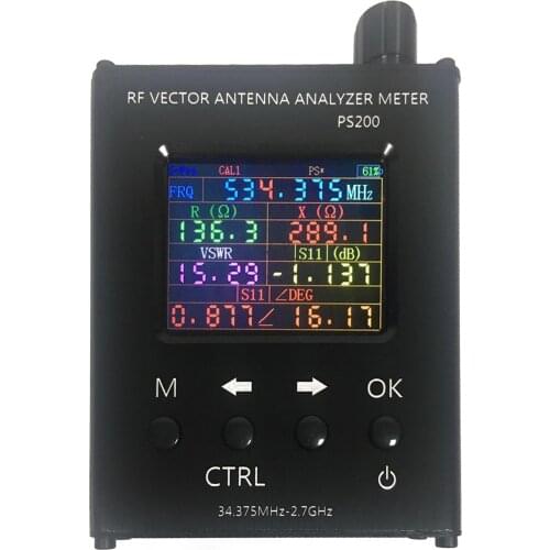PS200 34.375MHZ-2.7GHz 2.4 Inch TFT Display Screen SWR RF Vector Antenna Analyzer SWR Meter for Resistance Impedance