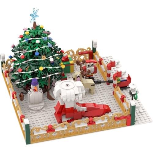 Christmas tree elk gift bell Santa hat Friends Amusement park Winter Village Train decoration Building Blocks Santa Toys Gifts