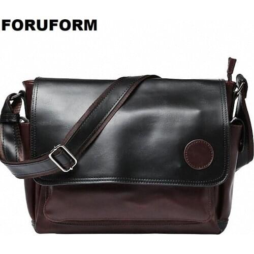 New Style Fashion Mens Crazy Horse PU Leather Messenger Bags Cross Body Casual Flap Shoulder Bag Briefcase Handbags LI-2460