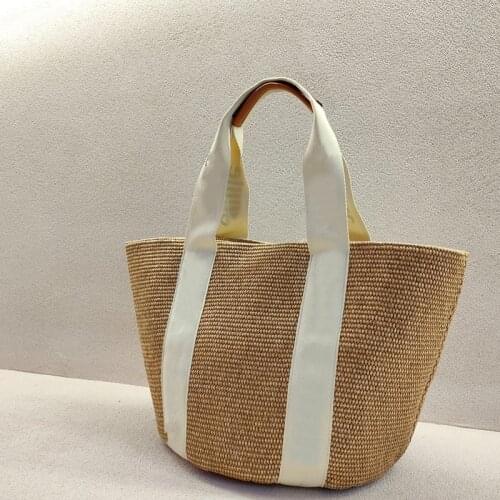 Letter woven tote shoulder bag is indispensable for holiday travel and weekend outing large capacity bag